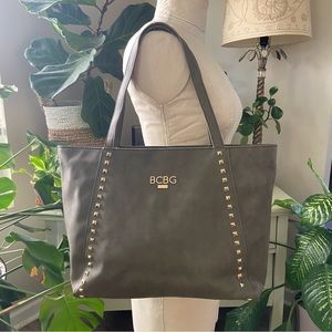 BCBG Paris | Green Shoulder Tote Bag with Gold Accents